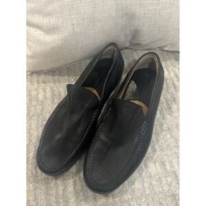 Johnston & Murphy Black Leather Sheepskin Loafers Men's Size 8M Casual Shoes